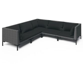 vidaXL 5 Pcs Conj. Garden Lounge Con Cojines De Mimbre Gris Oscuro