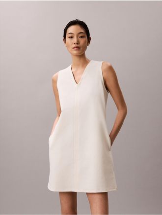Calvin Klein Womens Interlock V-Neck Mini Dress - White - XL