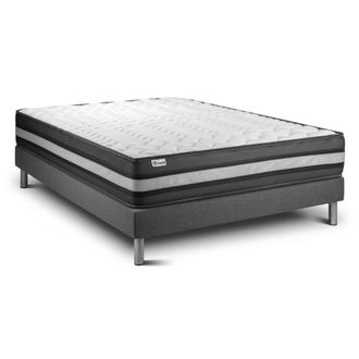 VITALIT Somier gris + colch&oacute;n con espuma viscoel&aacute;stica 140 x 190