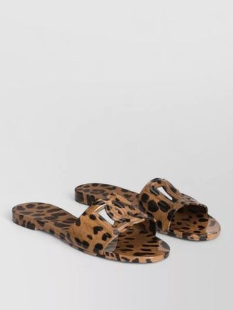 Dolce & Gabbana logo flat sandals animal motif