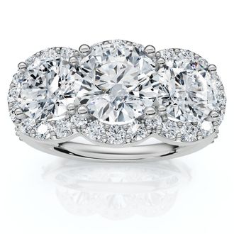 Pompeii3 Certified 3 3/4Ct Three Stone Diamond Engagement Ring 14k Gold Lab Grown