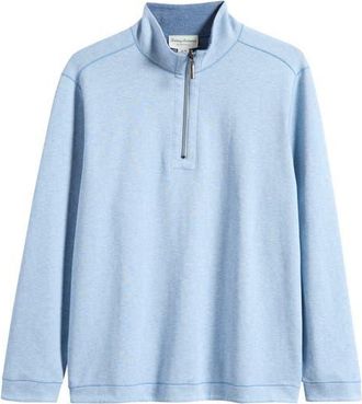 Tommy Bahama Flipview Reversible Half Zip Pullover in Blue Muscari Heather at Nordstrom, Size Xx-Large