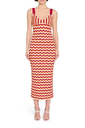 Amanda Uprichard Daquiri Midi Dress In Magenta Multi