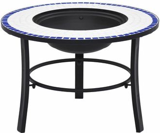 vidaXL Brasero de mosaico cerámica azul y blanco 68 cm Vidaxl