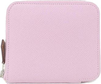 Herm&egrave;s Pink Epsom Leather Silk Wallet (Bi-Fold) (Pre-Owned)