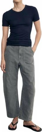 Enza Costa Silk Knit Essential Short Sleeve Top In Black