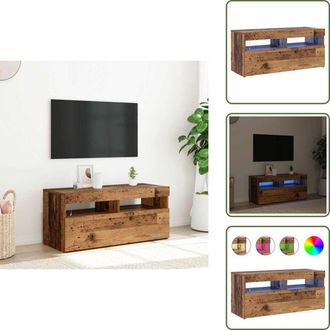 vidaXL Mobile TV con spazio per oggetti - vidaXL Mobile Porta TV con LED Legno Antico 90x35x40 cm Multistrato - Mobile TV con ripiano decorativo
