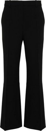 Victoria Beckham Zwarte Flared Broek Stikdetail - Dames - Wijde Broeken - Zwart - XS - Broeken