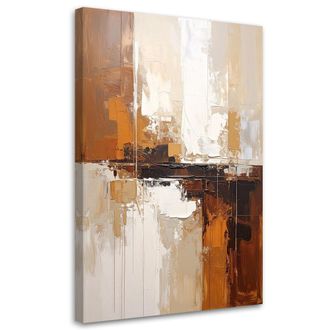 Feeby Cuadro Sobre Lienzo Abstracci&oacute;n Moderna En Beige 70x100