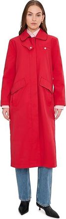 Avec Les Filles Long Barn Coat With Side Snaps Womens Coat Tomato : XS, Cotton/Nylon