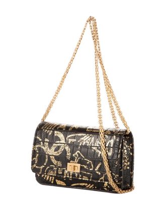 Chanel gold-print chain bag - women - Calf Leather - One Size - Black