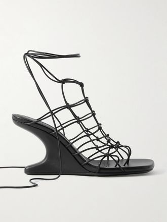 Rick Owens Sandali In Pelle Annodata Web Cantilever - Nero