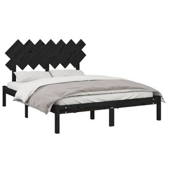Berkfield Home Beautiful Bed Frame Black 140x190 cm Solid Wood