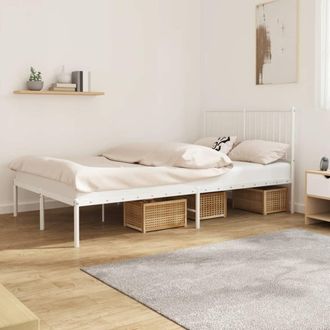 vidaXL Estructura Cama Sin Colch&oacute;n Con Cabecero Metal Blanco 120x200cm Vidaxl