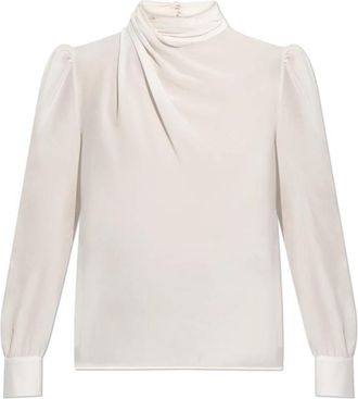 Alessandra Rich Zijden Top - Dames - Blouses - Wit - S - Leer - Overhemden