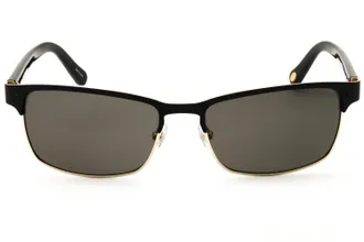 Fossil FOS3000PS Polarized Rectangular Metal Sunglasses - Black