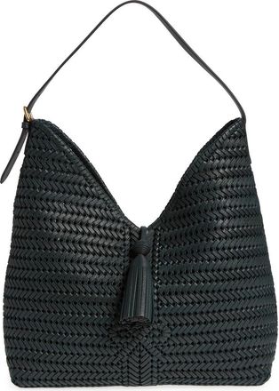 Anya Hindmarch Neeson Tassel Woven Leather Hobo Bag in Dark Holly at Nordstrom