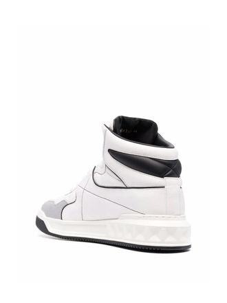 Valentino Garavani Mens One Stud Mid-Top Sneakers White Shoes >