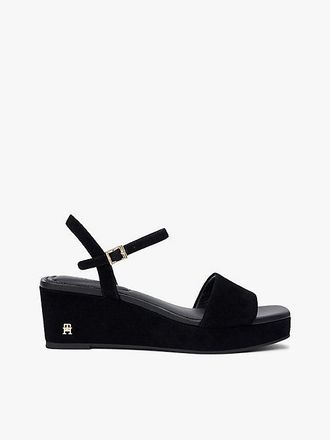 Tommy Hilfiger Suede TH Monogram Wedge Sandals