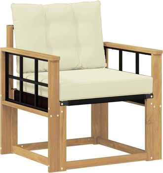 vidaXL Sof&aacute; De Exterior Madera Maciza De Acacia Y Textileno Blanco Vidaxl