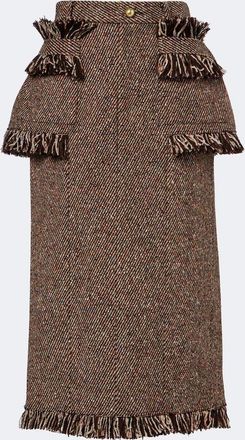 sacai Gonna midi in tweed con frange