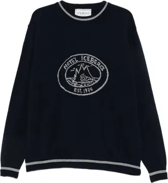 Iceberg Logo-intarsia Tipped Sweater