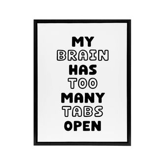 Artery8 My Brain Has Too Many Tabs Open Funny Overthinker Framed Canvas Art in White | Size: W24 x H32