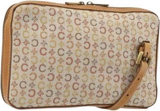 Celine Pre-owned Macadam Canvas Shoulder Bag - Dames - Vintage Schoudertas - Beige - ONE Size - Leer - Vintage