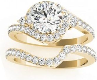 Allurez Diamond Halo Swirl Bridal Set Setting 18k Yellow Gold (0.77ct)