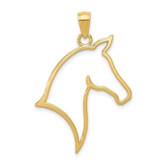 Diamond2Deal 14k Yellow Gold Polished Cut Out Horse Head Pendant