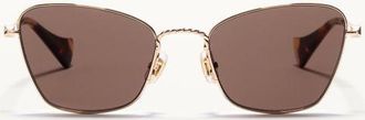 Valentino Metal Cat-eye Eyewear unisex GOLD/BROWN 52