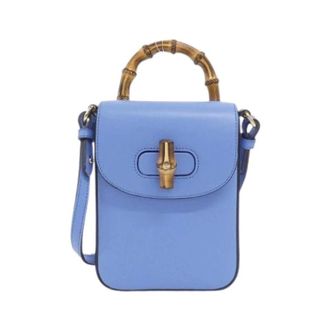 Gucci Pre-owned Leren Schoudertas - Dames - Pre-owned - Blauw - Maat: ONE Size Leer
