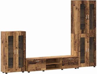 vidaXL TV Cabinet Set with Drawer FLORIN Old Wood Engineered Wood vidaXL