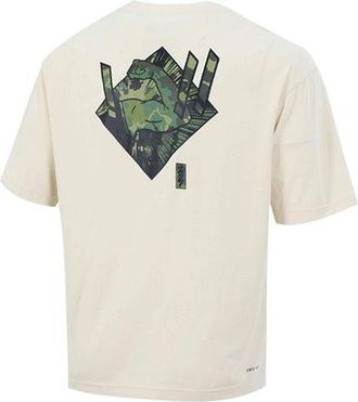 Nike Mens Jordan Dri-FIT Zion Basketball Sports Printing Knit Round Neck Short Sleeve Creamy White T-Shirt DH0593-234