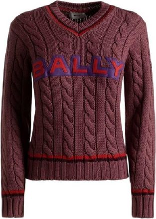 Bally Logo Embroidered V-Neck Wool Sweater, Brand Size 38 ( US Size 2 )