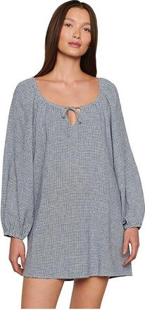 Eberjey Linen Blend Short Dress Womens Pajama Gingham White/Navy : MD, Linen/Viscose