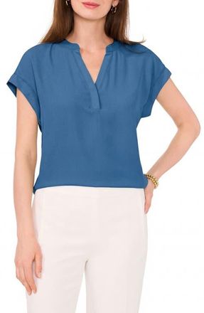 Chaus Split Neck Georgette Blouse in Jbs Denim at Nordstrom, Size Medium