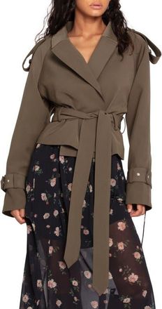 Belle & Bloom Fast Car Crop Trench Coat in Military at Nordstrom, Size Small
