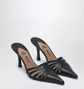 PARIS TEXAS Womens Black Leather Mule Nadia - Size EU 38