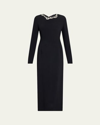The Row Mitsuko Crystal Long-Sleeve Maxi Dress
