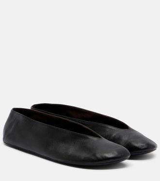 The Row Fay leather ballet flats