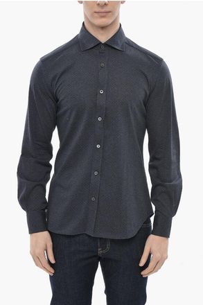 Corneliani ID Cotton Solid Shirt with Micro Dots size 38