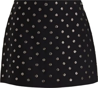 Valentino Garavani Embellished Polka Dot Black Crepe Mini Skirt Size S