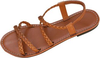 Generic Women Flat Sandals Open Toe Casual Lightweight Ladies Summer Shoes Versatile Comfort Gladiator Sandals with Elastic Ankle Strap