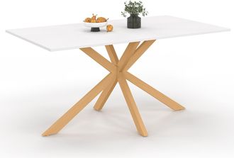 IDMarket Tavolo Da Pranzo Rettangolare Per 8 Persone Gisele Con Gamba A Ragno In Legno E Piano Bianco 160 Cm