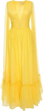 Huishan Zhang Abito lungo Sienna con scollo a V - Giallo