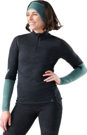 Smartwool Womens Intraknit Thermal Merino Colorblock Quarter-Zip Base Layer Top Gray XL