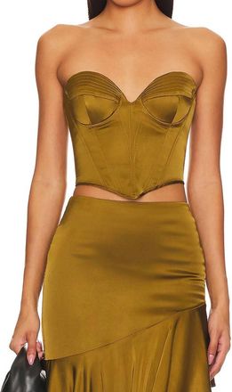 NBD Amrita Corset Top In Olive Green