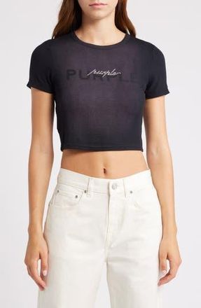 Purple Rhinestone Rib Baby Tee in Black at Nordstrom Rack, Size X-Large