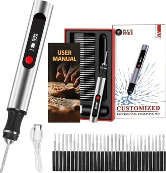OEM Pluma De Grabado, Kit Completo De Grabado El&eacute;ctrico Tenovia, Mini Herramienta De Grabado Port&aacute;til, Incluye 30 Puntas De Grabado Y 5 Plantillas, Ideal 